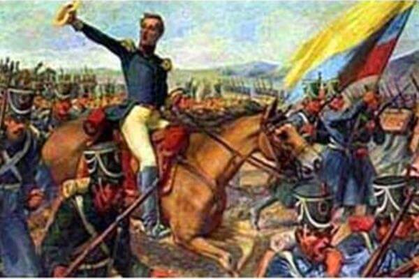 Bolívar liderando al ejercito libertador. 